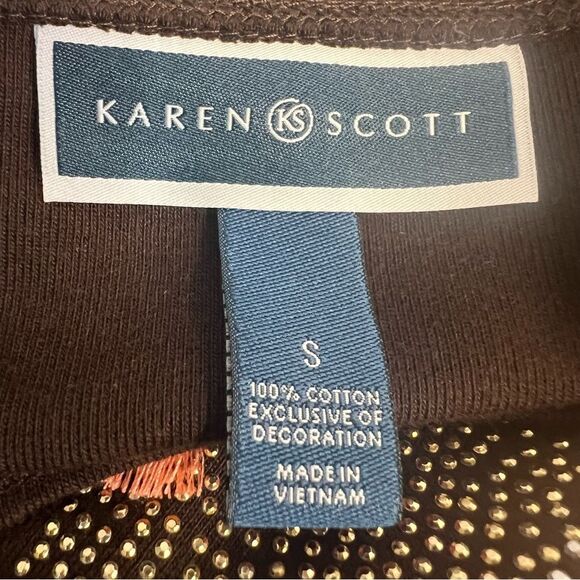 Karen Scott Camel Graphic T-Shirt Top Womens Small Brown 3/4 Sleeve Cotton - Picture 4 of 6